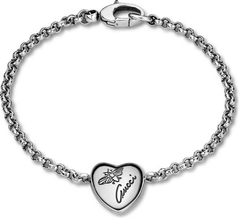 gucci 7 sterling silver flora heart bracelet